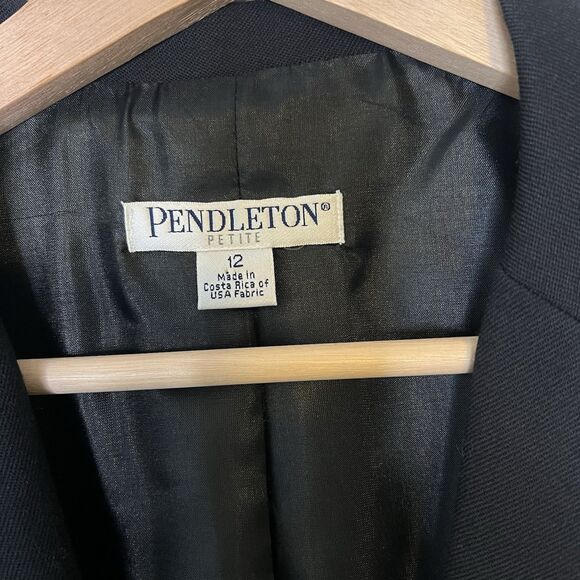 Pendleton Womens 12P Black Virgin Wool Lined Blazer Preppy Academia Career - Picture 5 of 9